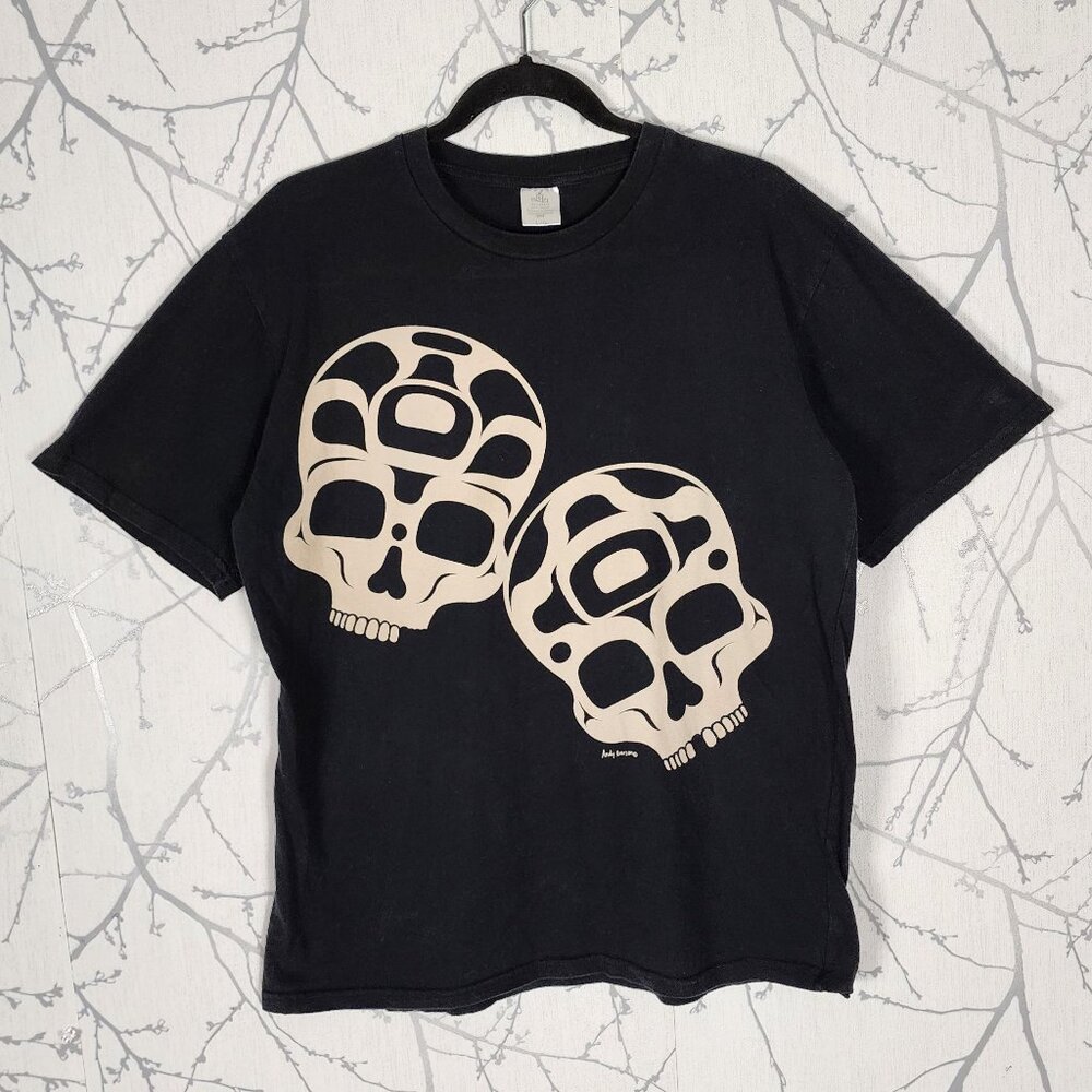 Oscardo Black Skulls Print 100% Cotton Crewneck Graphic T-Shirt